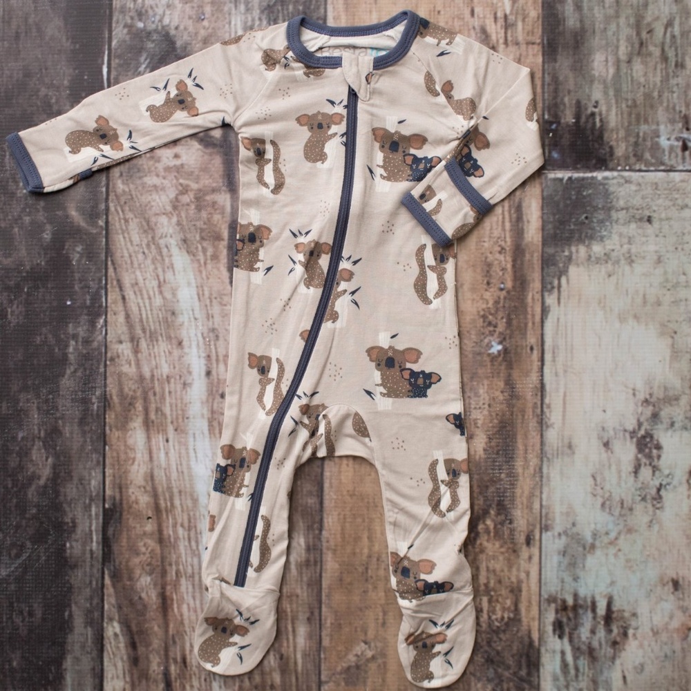NWT Infant Long Sleeve Zip Footie PJ Navy Koala